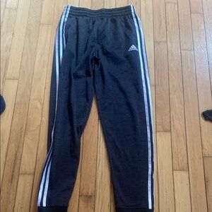 Adidas Kids Black Joggers with White Stripes